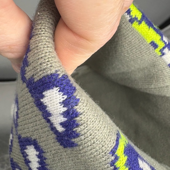 Corduroy Beanie - Gray, Purple & Neon Green Butterfly Design - Picture 7 of 8